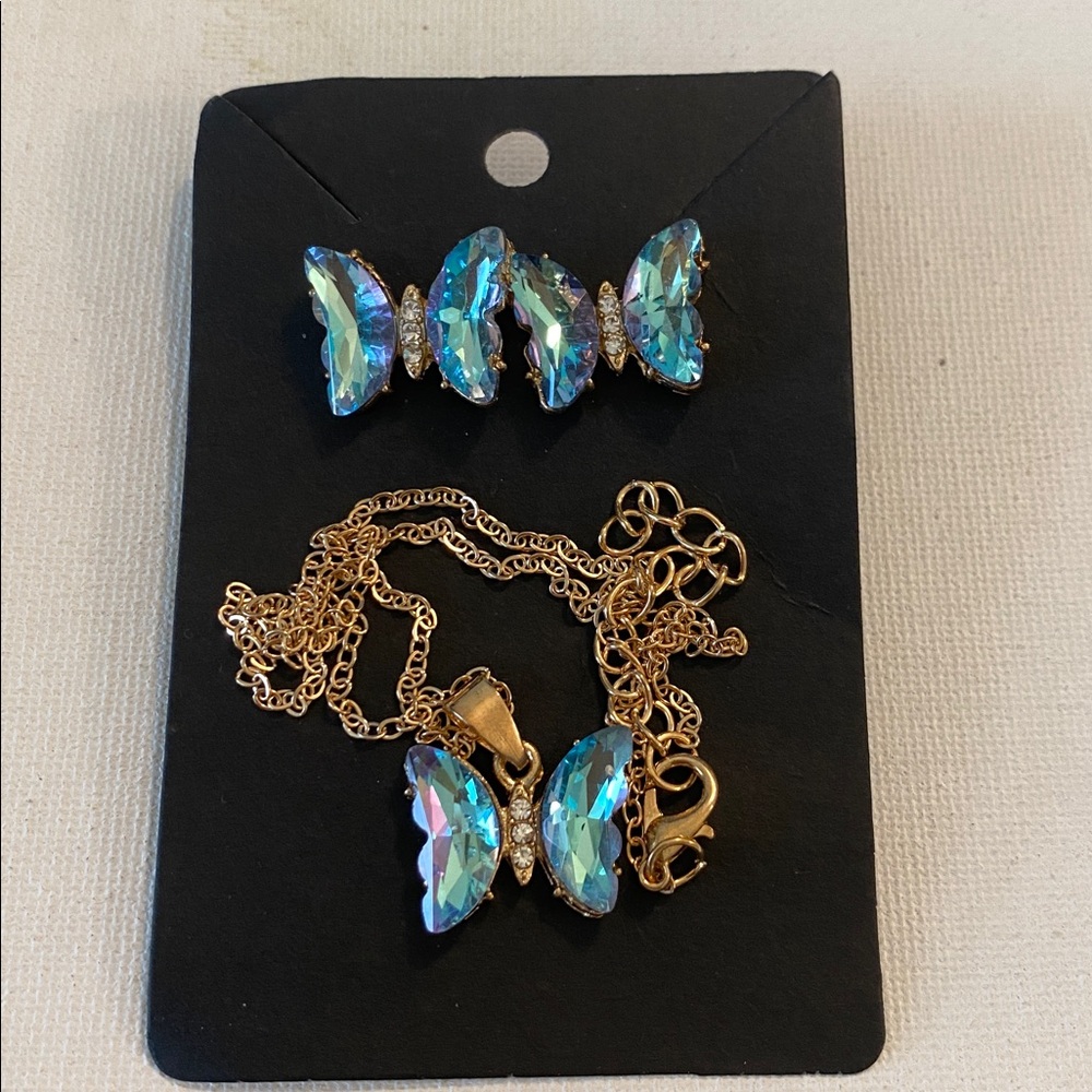 Butterfly Necklace and Earrings NWT